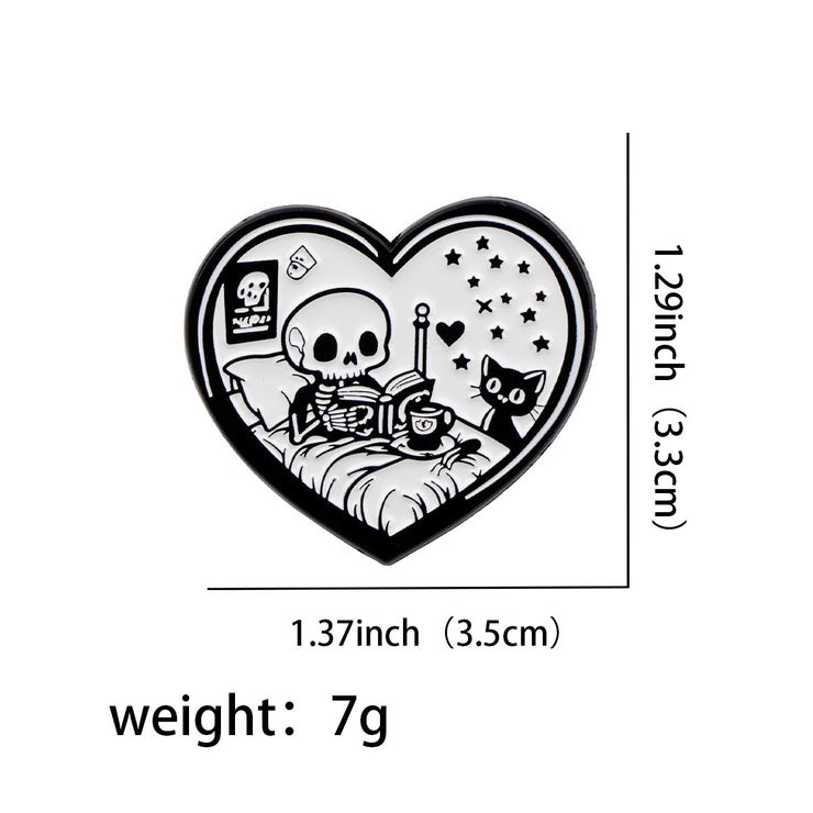 Skull Nerd Brooch Cartoon Badge Creative