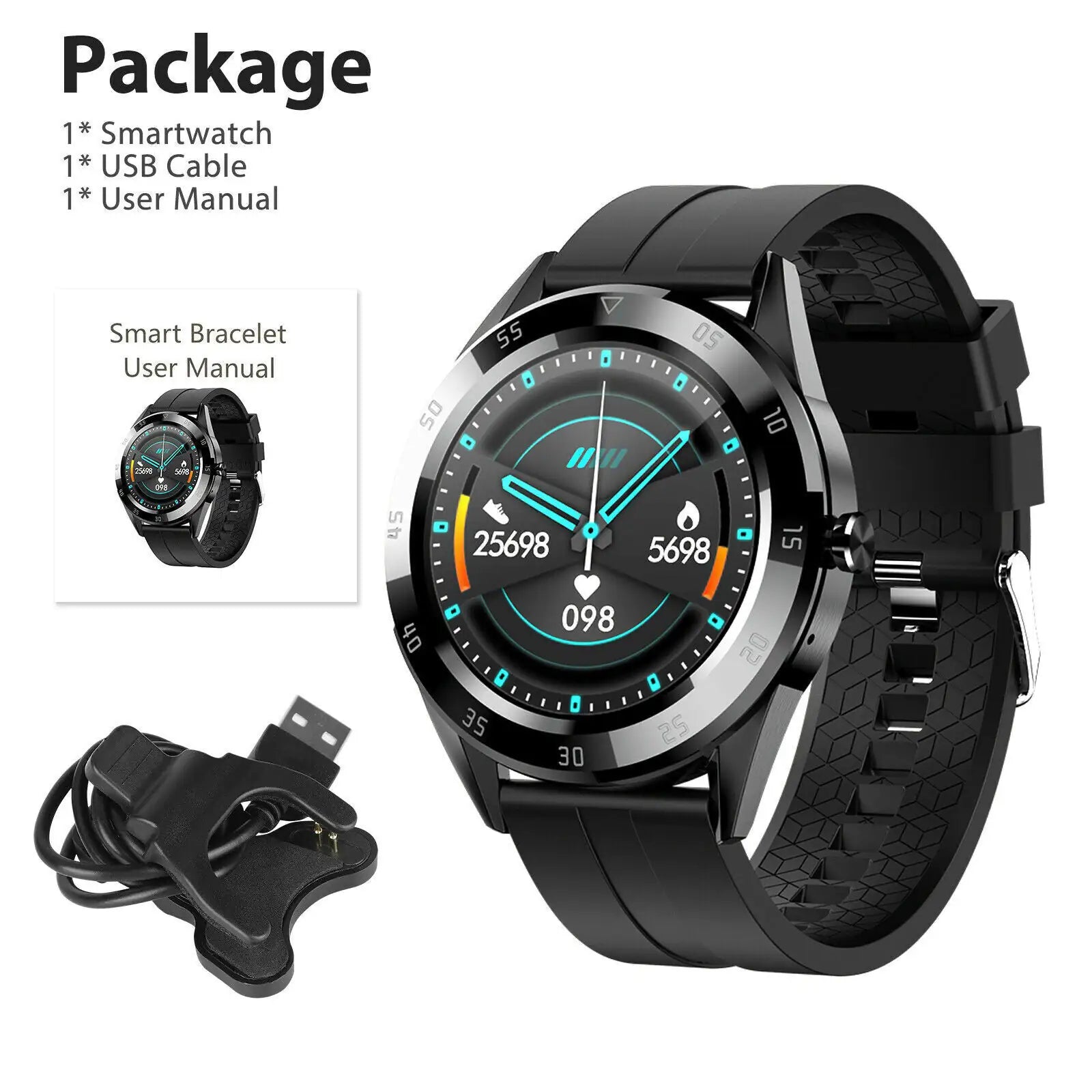 Waterproof Bluetooth Smart Watch Phone Mate Heart Rate Tracker For iOS Android