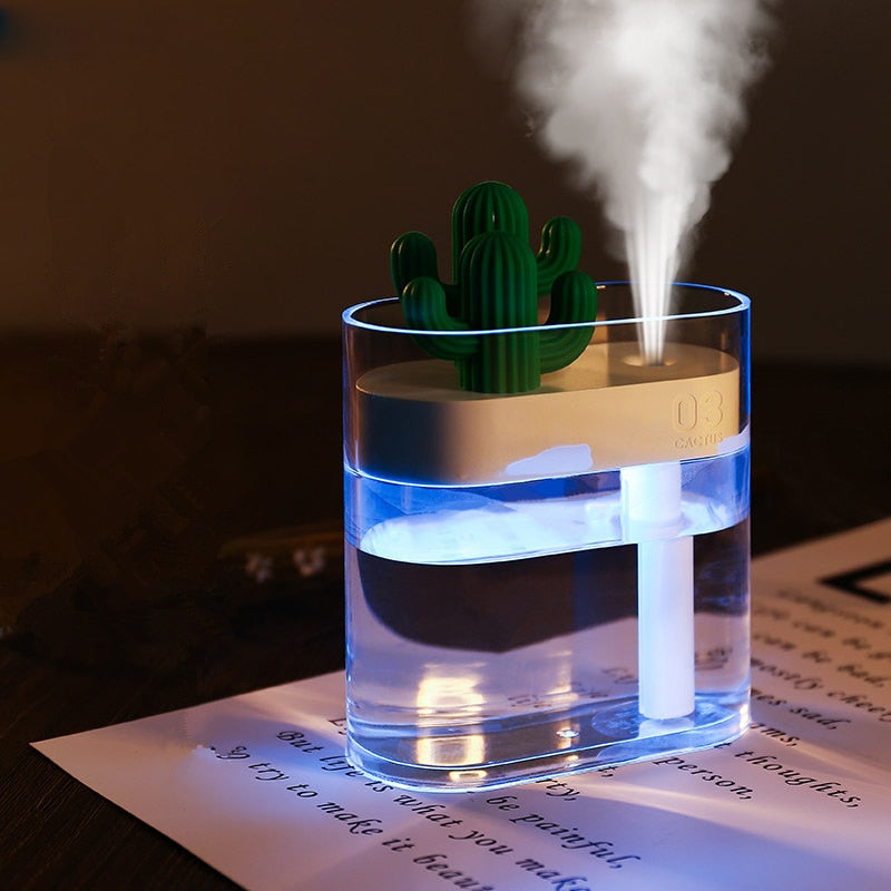 160ML Ultrasonic Air Humidifier Cactus Color Light USB Essential Oil Diffuser Aroma Diffusor Anion Mist Maker