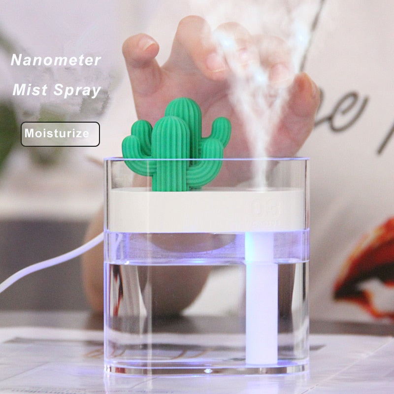 160ML Ultrasonic Air Humidifier Cactus Color Light USB Essential Oil Diffuser Aroma Diffusor Anion Mist Maker